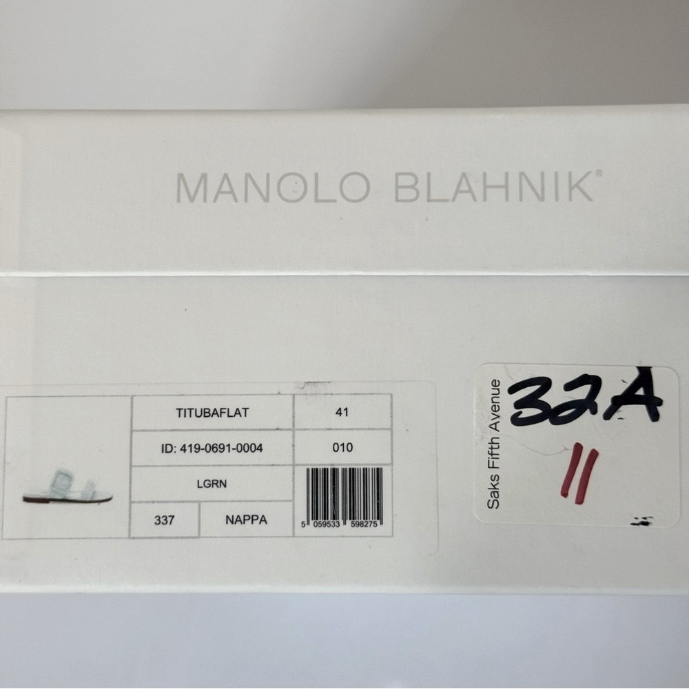 MANOLO BLAHNIK Tituba Buckle Slide Sandals Light Blue With Box Dust Bag Size 41 - Picture 3 of 16